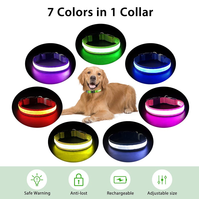 PcEoTllar Light up Dog Collar Lights for Night Walking - LED Dog Collar Light Rechargeable Color Changing, Glow in The Dark Dog Collars Waterproof Glowing Dog Collars for Large Small Medium Dogs - Image 5